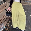 Lemon Yellow High-Waisted Wide-Leg Jeans